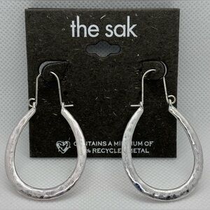New The Sak Silver Oval Loop Hoop Earrings
